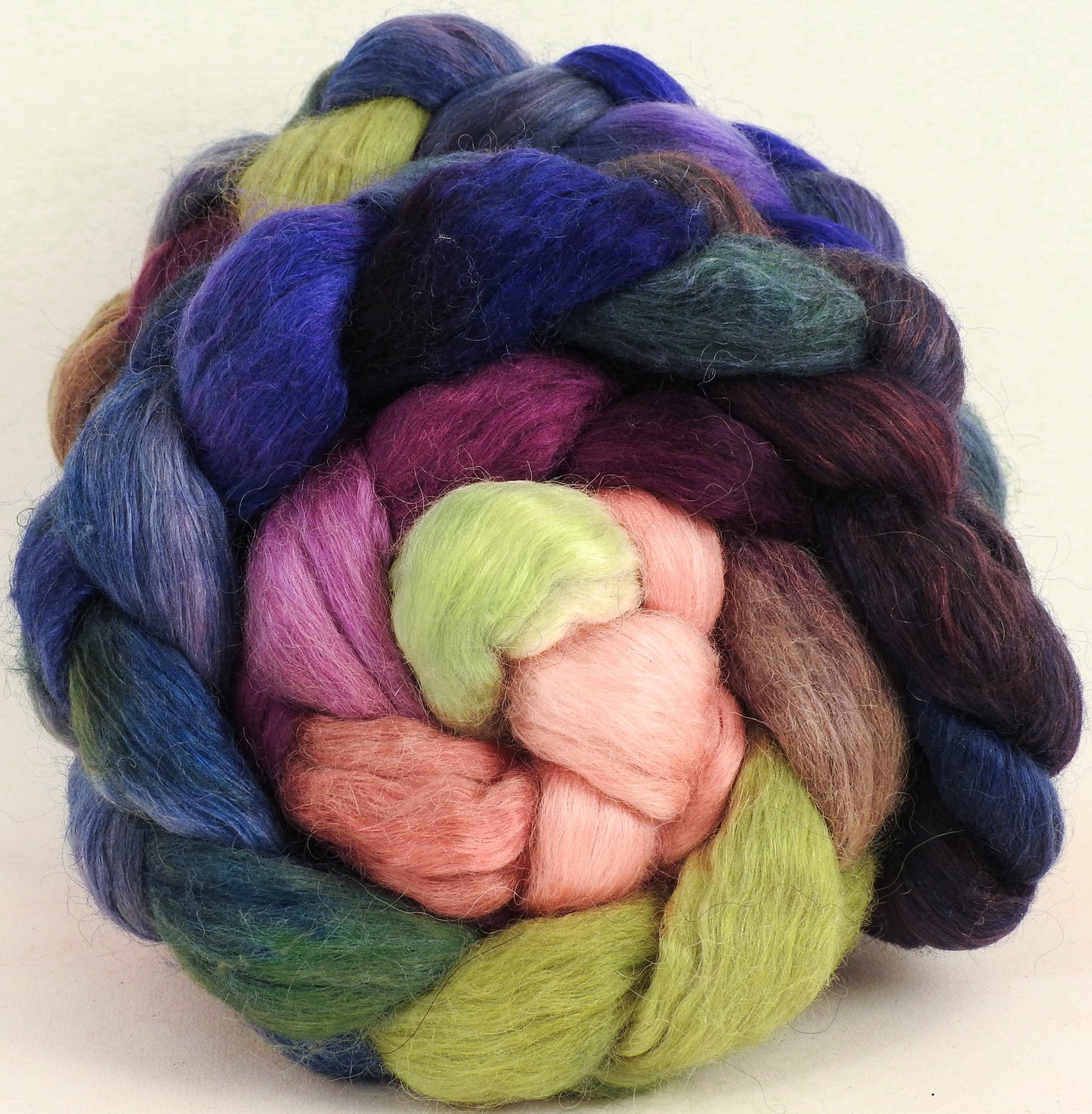 Mission Fig - Batt in a Braid #52- Wensleydale/ Mulberry silk/ Polwarth (60/25/15)