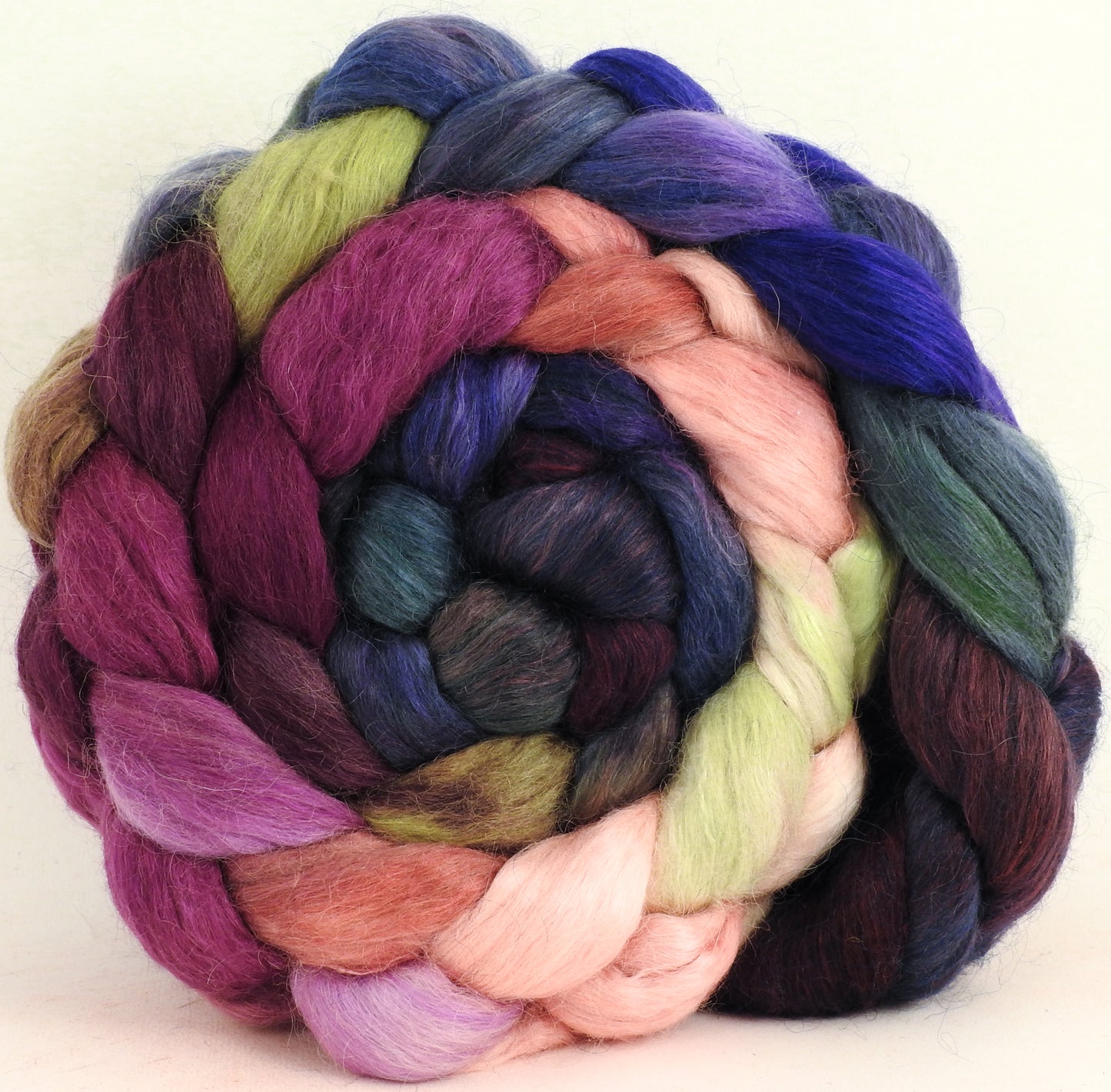 Mission Fig - Batt in a Braid #52- Wensleydale/ Mulberry silk/ Polwarth (60/25/15)