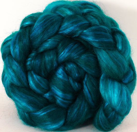 Hand-dyed Wensleydale/ Mulberry silk roving (65/35) - Mallard - 5.2 oz. - Inglenook Fibers