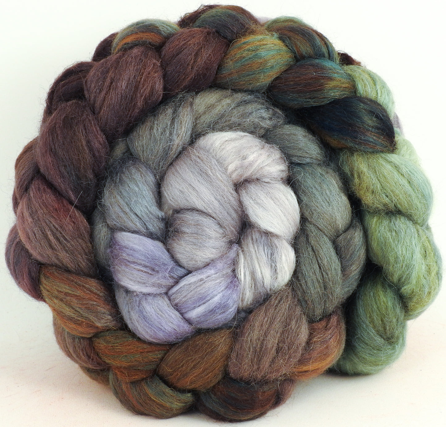 Winter Wren - Batt in a Braid #6 -(5.8 oz.) 1/3 Grey Baby Alpaca/1/3 Polwarth/ 1/3 Tussah Silk