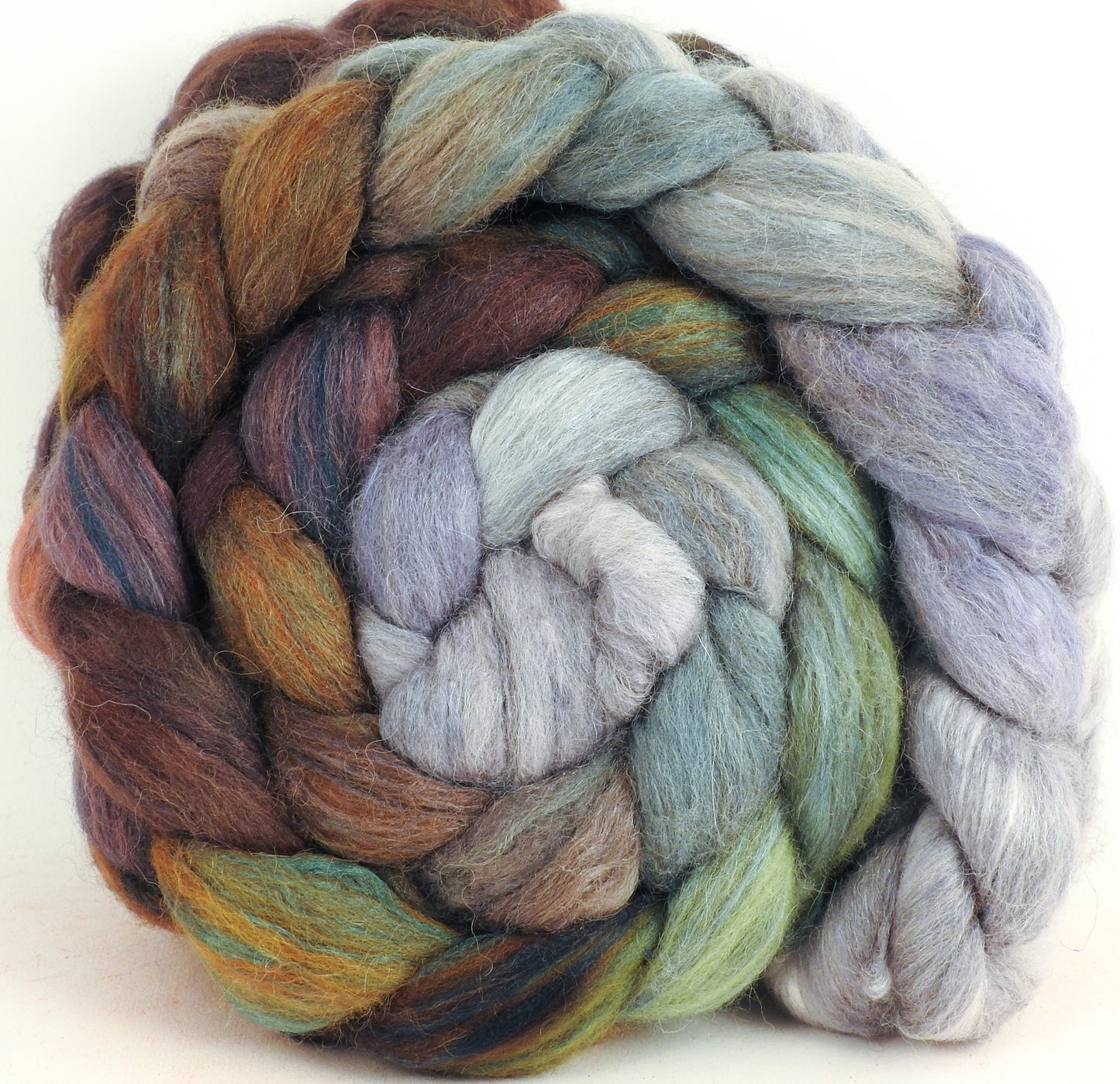 Winter Wren - Batt in a Braid #6 -(5.8 oz.) 1/3 Grey Baby Alpaca/1/3 Polwarth/ 1/3 Tussah Silk