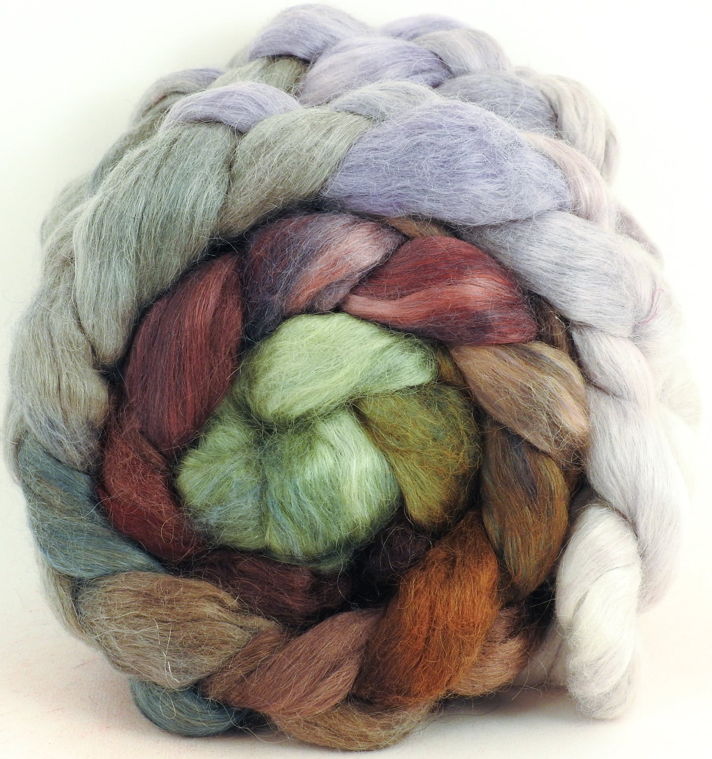 Winter Wren (5.7 oz) - Batt in a Braid #52- Wensleydale/ Mulberry silk/ Polwarth (60/25/15)