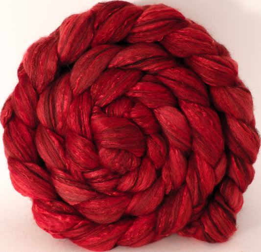 Batt in a Braid #47 - Poppy (5.5 oz) - Polwarth/ Zwartbles / Mulberry silk (50/25/25) - Inglenook Fibers