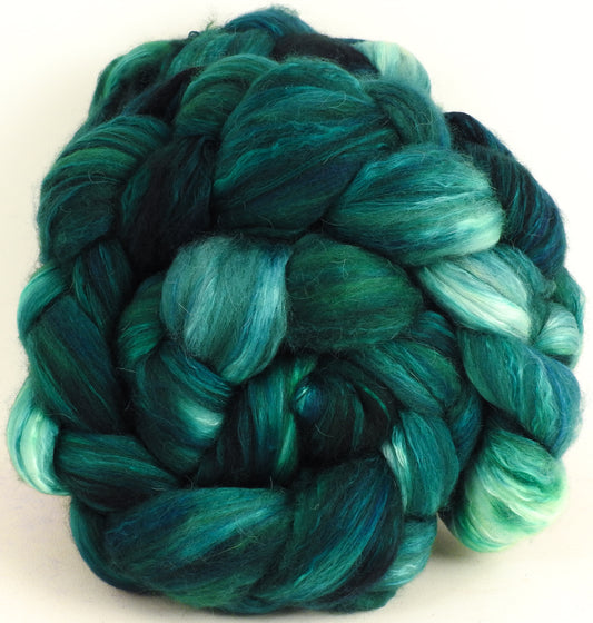 Malachite (5.5 oz) - Batt in a Braid #5- Merino/ Camel/ silk/ faux cashmere/ firestar (25/25/25/12/12)