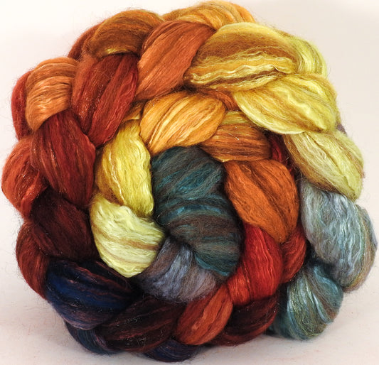 Batt in a Braid #7- Gourds - (5.4 oz.)Polwarth/ Manx / Mulberry silk/ Firestar (30/30/30/10) - Inglenook Fibers