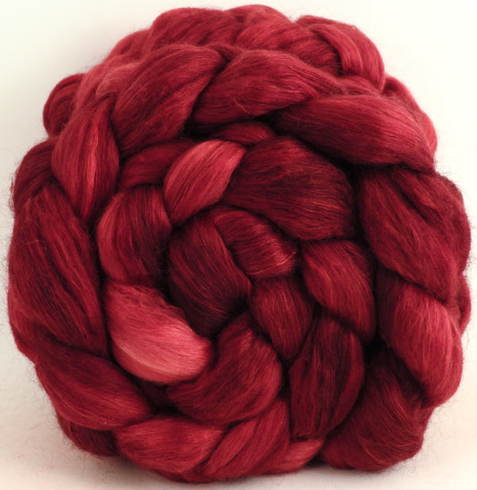 Crimson (5.8 oz) - Batt in a Braid #52- Wensleydale/ Mulberry silk/ Polwarth (60/25/15)