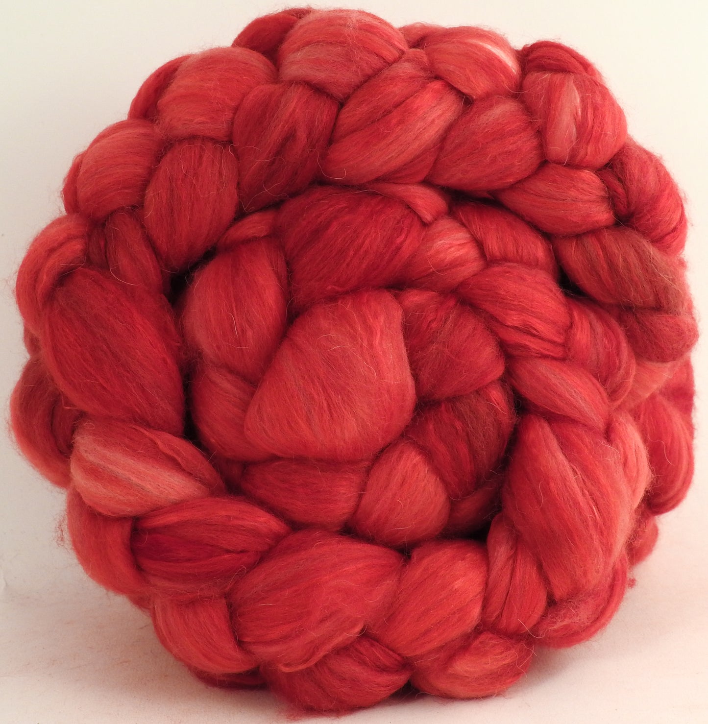 Holly Berry (5.7 oz) - Batt in a Braid #5- Merino/ Camel/ silk/ faux cashmere/ firestar (25/25/25/12/12)