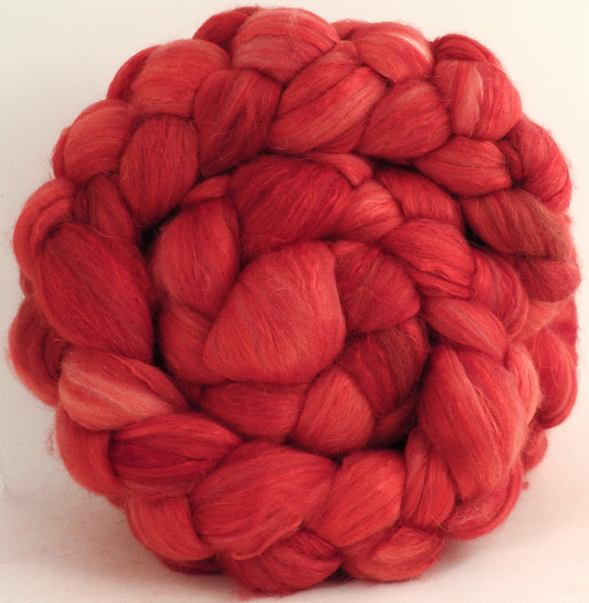Holly Berry (5.7 oz) - Batt in a Braid #5- Merino/ Camel/ silk/ faux cashmere/ firestar (25/25/25/12/12)