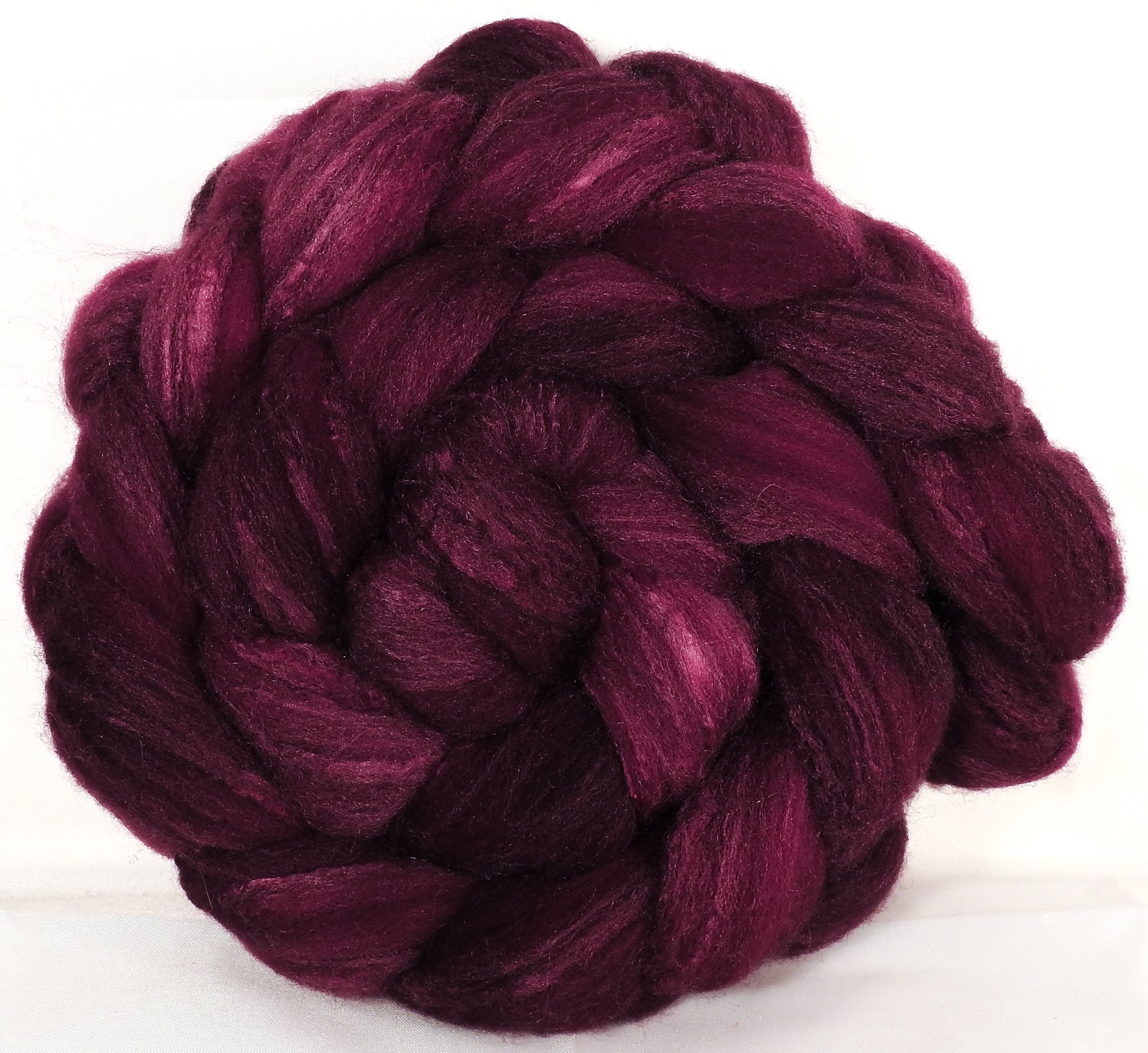 British Southdown/ tussah top (65/ 35) -Black Cherry - 5.4 oz. - Inglenook Fibers