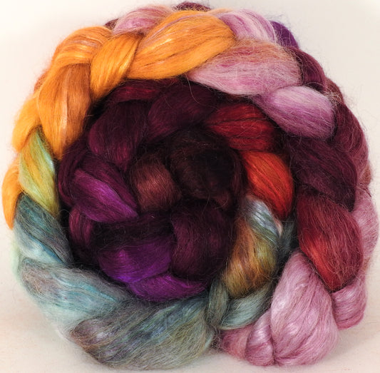 Hand-dyed Wensleydale/ Mulberry silk roving (65/35) - The Red Queen - Inglenook Fibers