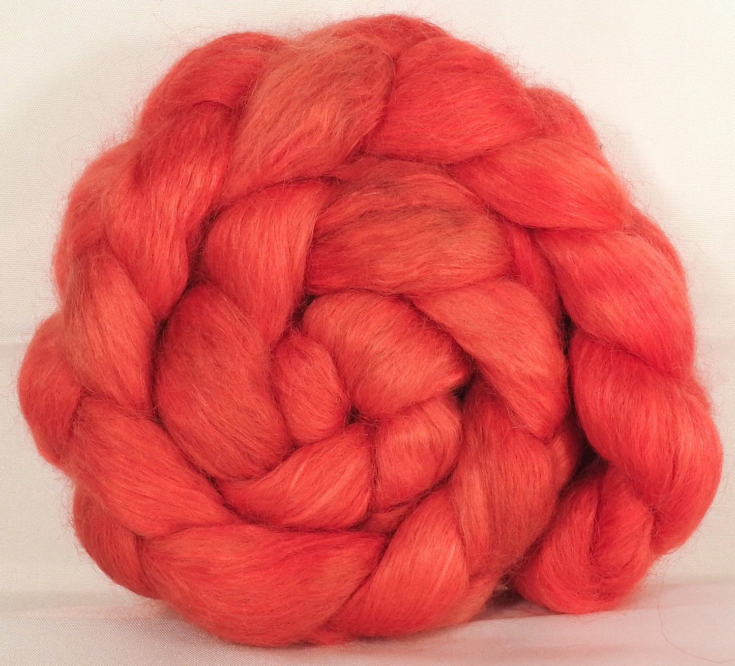 Wensleydale/ mulberry silk roving ( 65/35) -Nasturtium - (5.3 oz.) - Inglenook Fibers