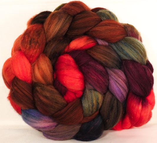 Batt in a Braid #5 -Gnomes -(6.1 oz.) Merino/ Camel/ silk/ faux cashmere/ firestar (25/25/25/12/12) - Inglenook Fibers