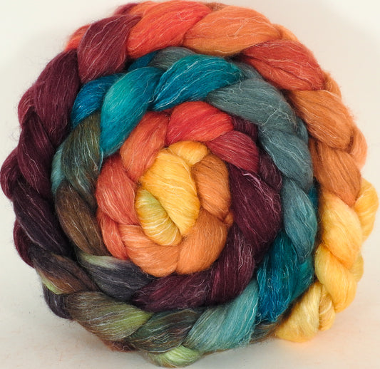 Batt in a Braid #3- Smaug - (5.2 oz) - Polwarth/ Tussah Silk/ Flax (40/40/20) - Inglenook Fibers