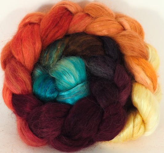 Hand-dyed Wensleydale/ Mulberry silk roving (65/35) - Smaug - (5.2 oz.) - Inglenook Fibers