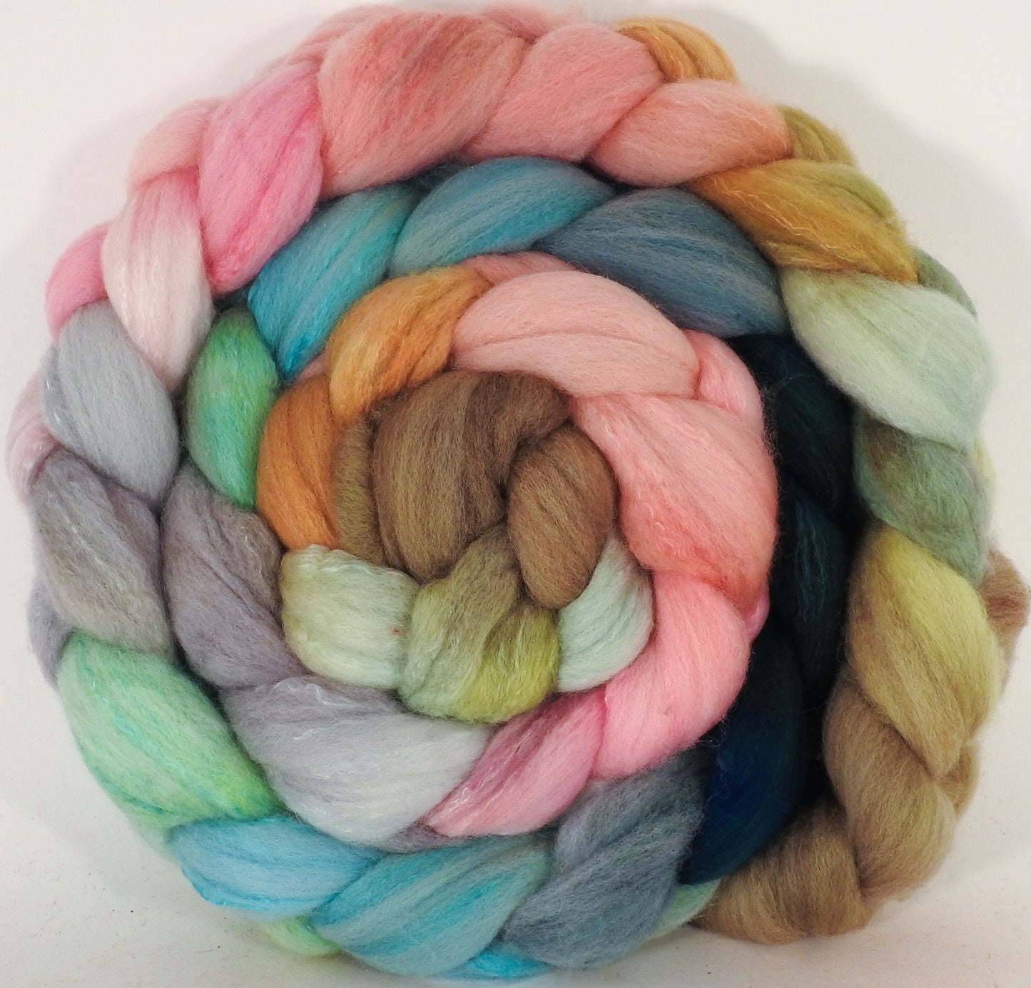 Hand dyed top for spinning - Shabby Chic- (5.6 oz) Organic Polwarth / Tussah silk (80/20) - Inglenook Fibers