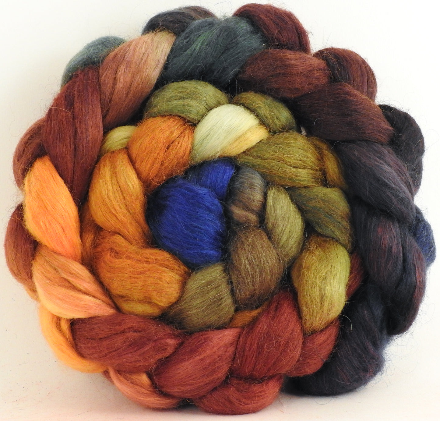 Fruitcake (5.5 oz) - Batt in a Braid #52- Wensleydale/ Mulberry silk/ Polwarth (60/25/15)