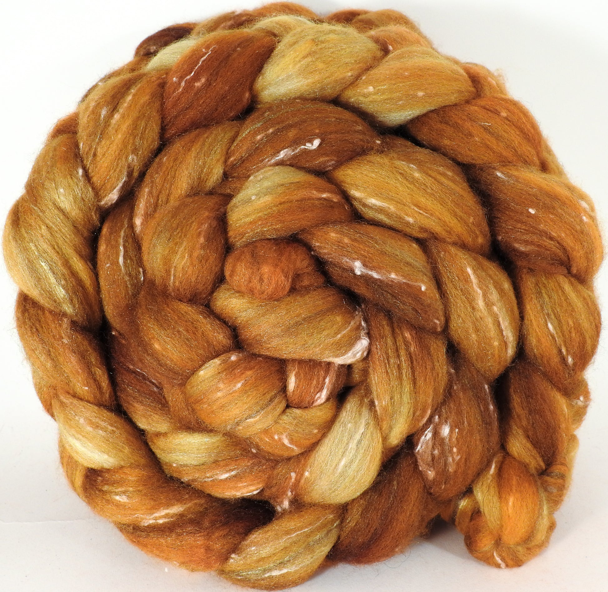 Batt in a Braid #42- Honeycomb - Polwarth/ Tweed Blend / Peduncle&Tussah Silk( 50/25/25) - Inglenook Fibers