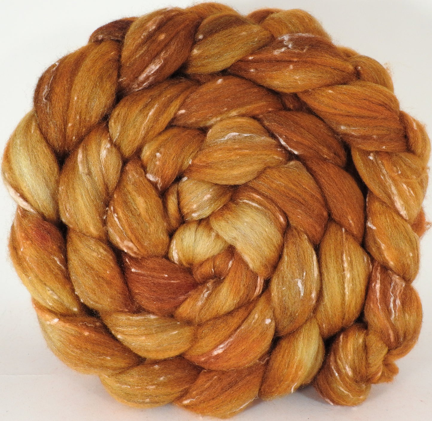 Batt in a Braid #42- Honeycomb - Polwarth/ Tweed Blend / Peduncle&Tussah Silk( 50/25/25) - Inglenook Fibers