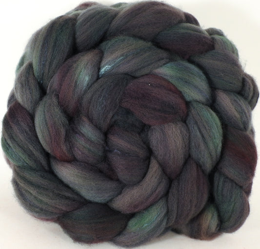 Hand dyed top for spinning - Asphalt - (5.6 oz.) Organic polwarth /Tussah silk (80/20) - Inglenook Fibers