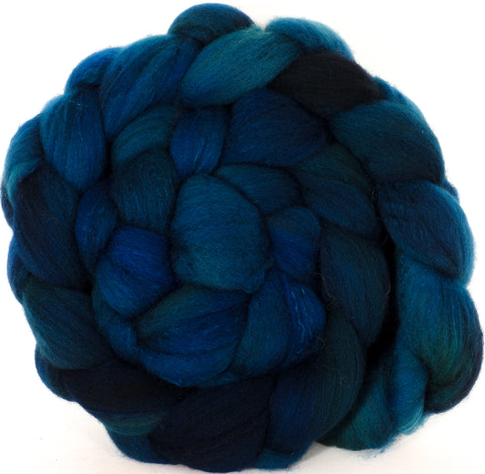 Hand dyed top for spinning - Maelstrom - (4.1 oz) Organic Polwarth / Tussah silk (80/20) - Inglenook Fibers