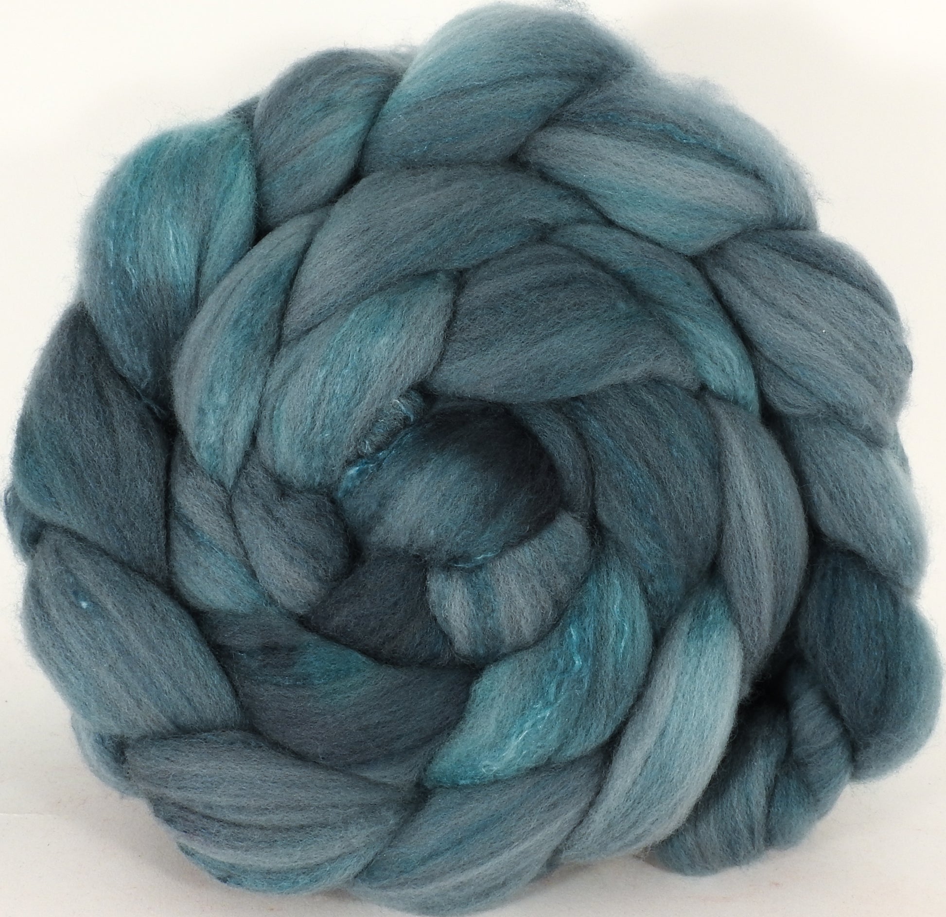 Hand dyed top for spinning - Rain Cloud - (5.6 oz.) Organic polwarth /Tussah silk (80/20) - Inglenook Fibers