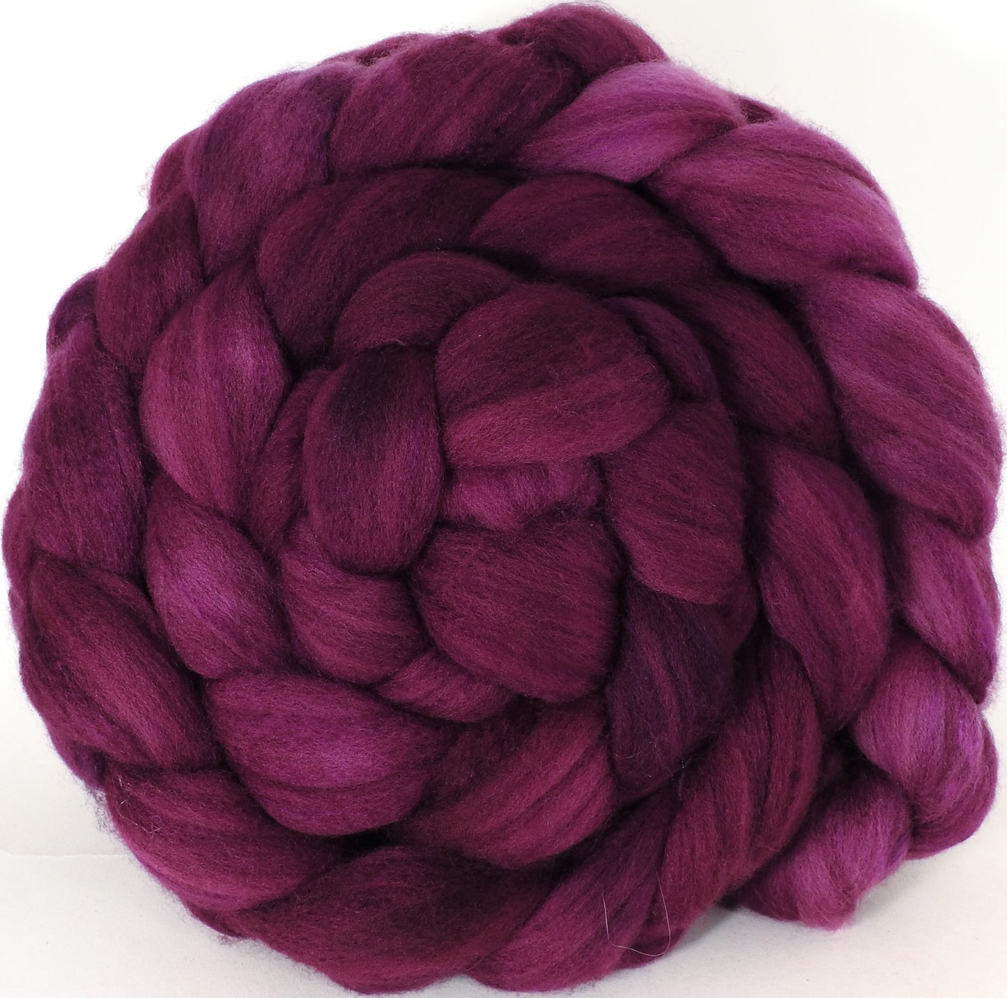 Hand dyed top for spinning - Mulberry - (5.6 oz.) Organic polwarth /Tussah silk (80/20) - Inglenook Fibers