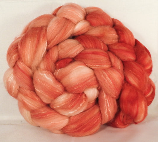 Batt in a Braid #5 - Salmon -(5.4 oz.) Merino/ Camel/ silk/ faux cashmere/ firestar (25/25/25/12/12) - Inglenook Fibers