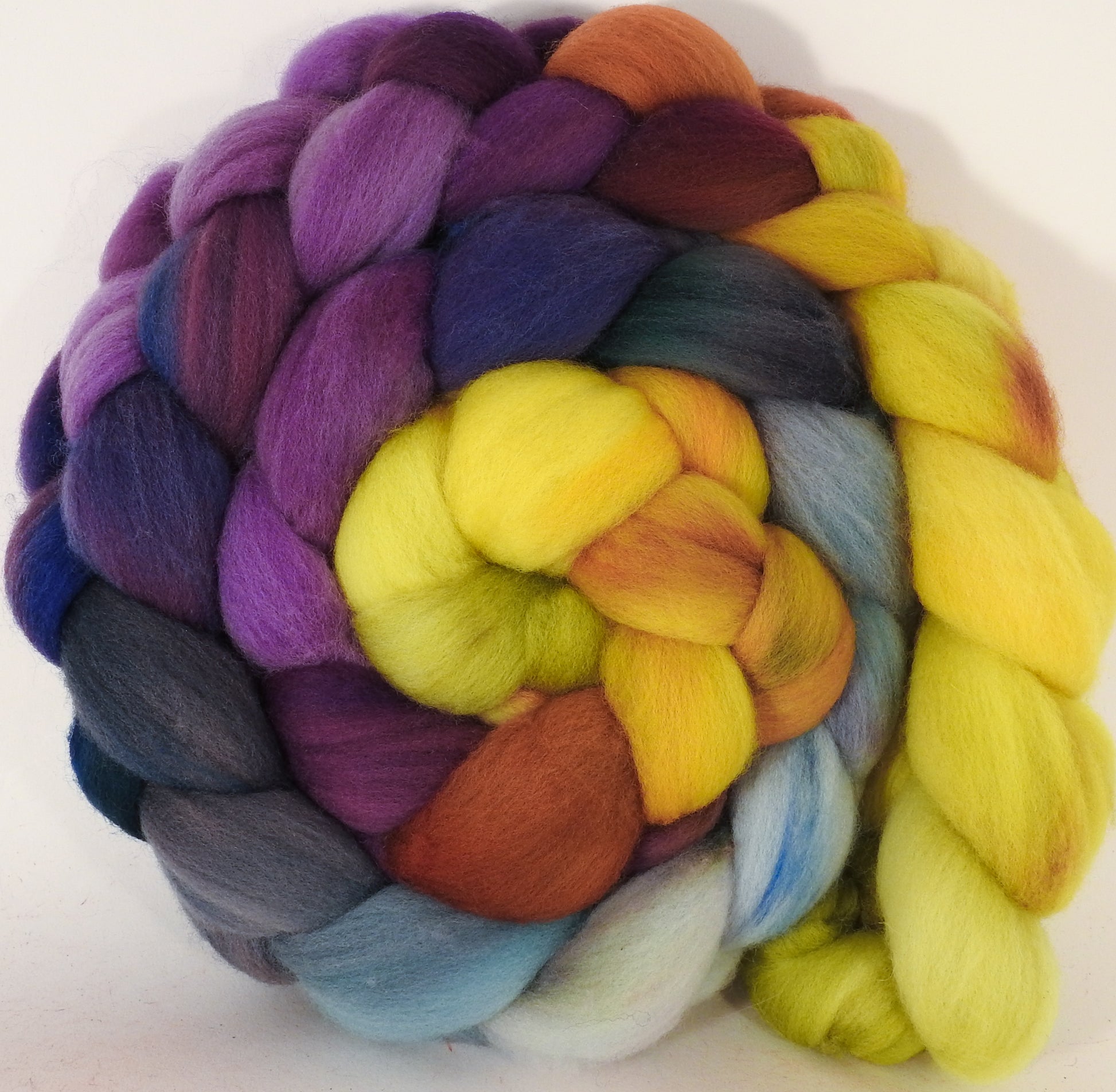 Hand dyed top for spinning -Beautyberry- (5.8 oz.) Organic Polwarth - Inglenook Fibers