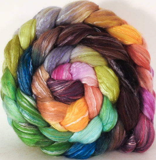 Batt in a Braid #45 -Rivendell (6.4 oz.) - Corriedale/Mulberry Silk/Rose Fiber (60/20/20) - Inglenook Fibers