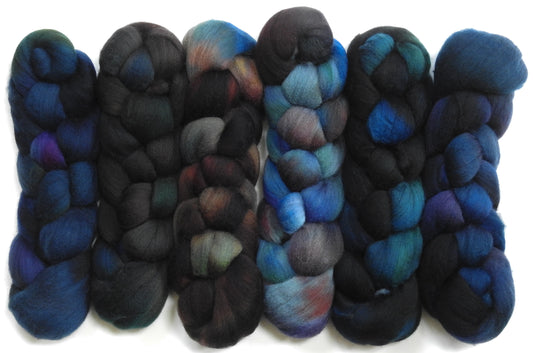 "It was a Dark & Stormy Night"-  Gradient Braid Set - (8.7 oz.) Organic Polwarth