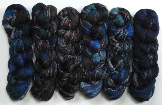"It was a Dark & Stormy Night"-  Gradient Braid Set - (8.5 oz.) Merino/tussah/flax(50/25/25)