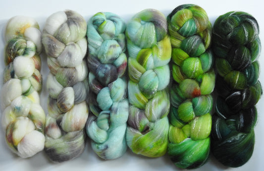 Snowdrop -(8.5 oz)  Gradient Braid Set -Targhee/Bamboo/Silk (80/10/10)