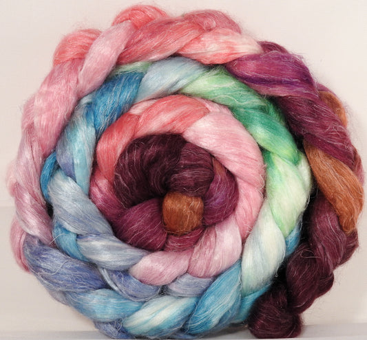 Tussah Silk / flax roving (65/35)- Outback in Bloom- 5.1 oz. - Inglenook Fibers