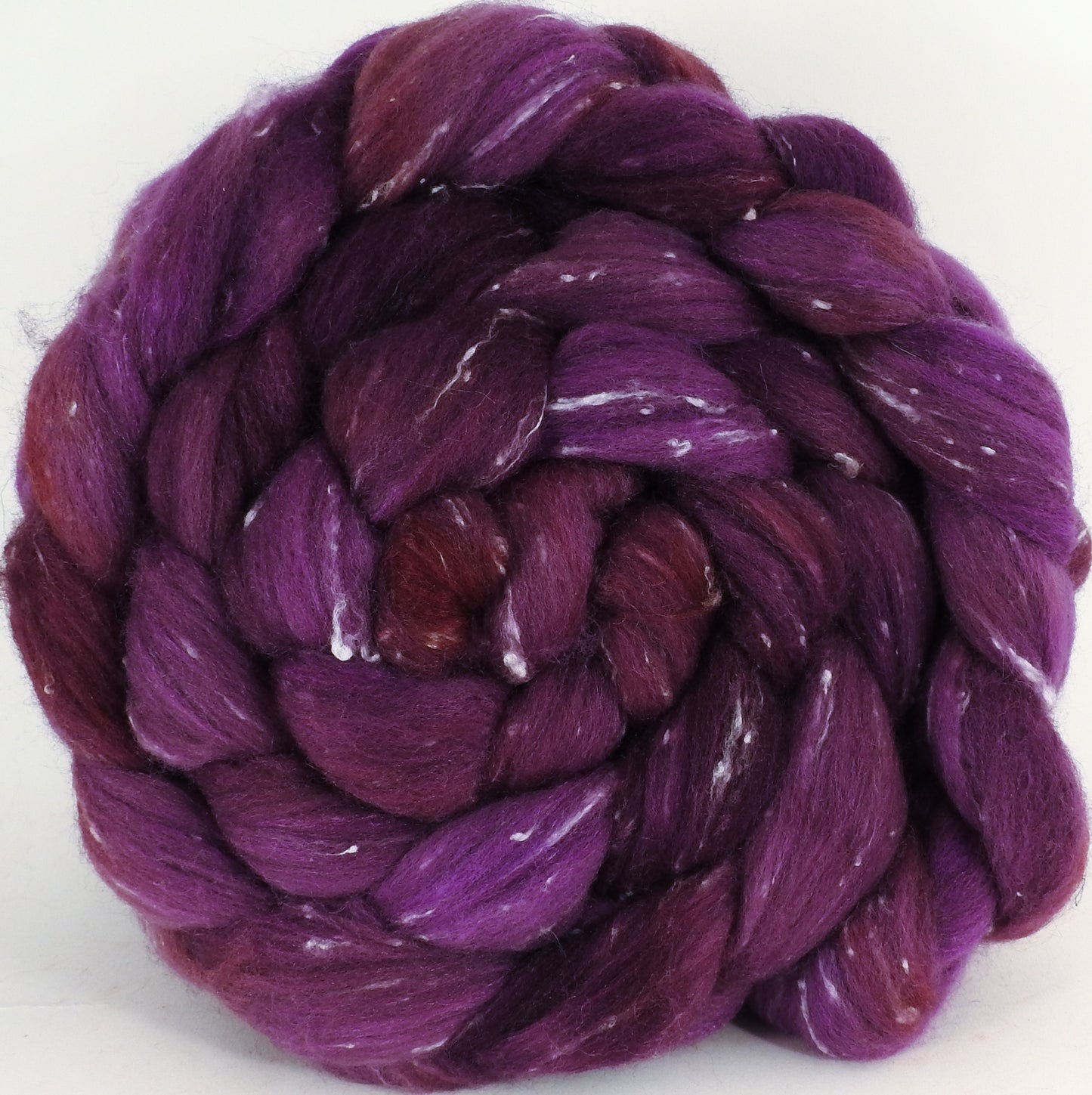 Batt in a Braid #42- Jelly-Lover -(5.6 oz)  Polwarth/ Tweed Blend / Peduncle&Tussah Silk( 50/25/25) - Inglenook Fibers