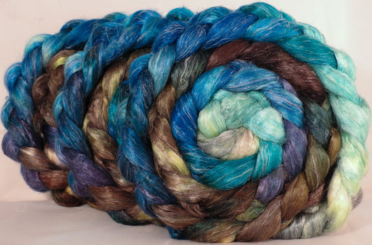 Tussah Silk / flax roving (65/35)- Sea Turtle - Inglenook Fibers