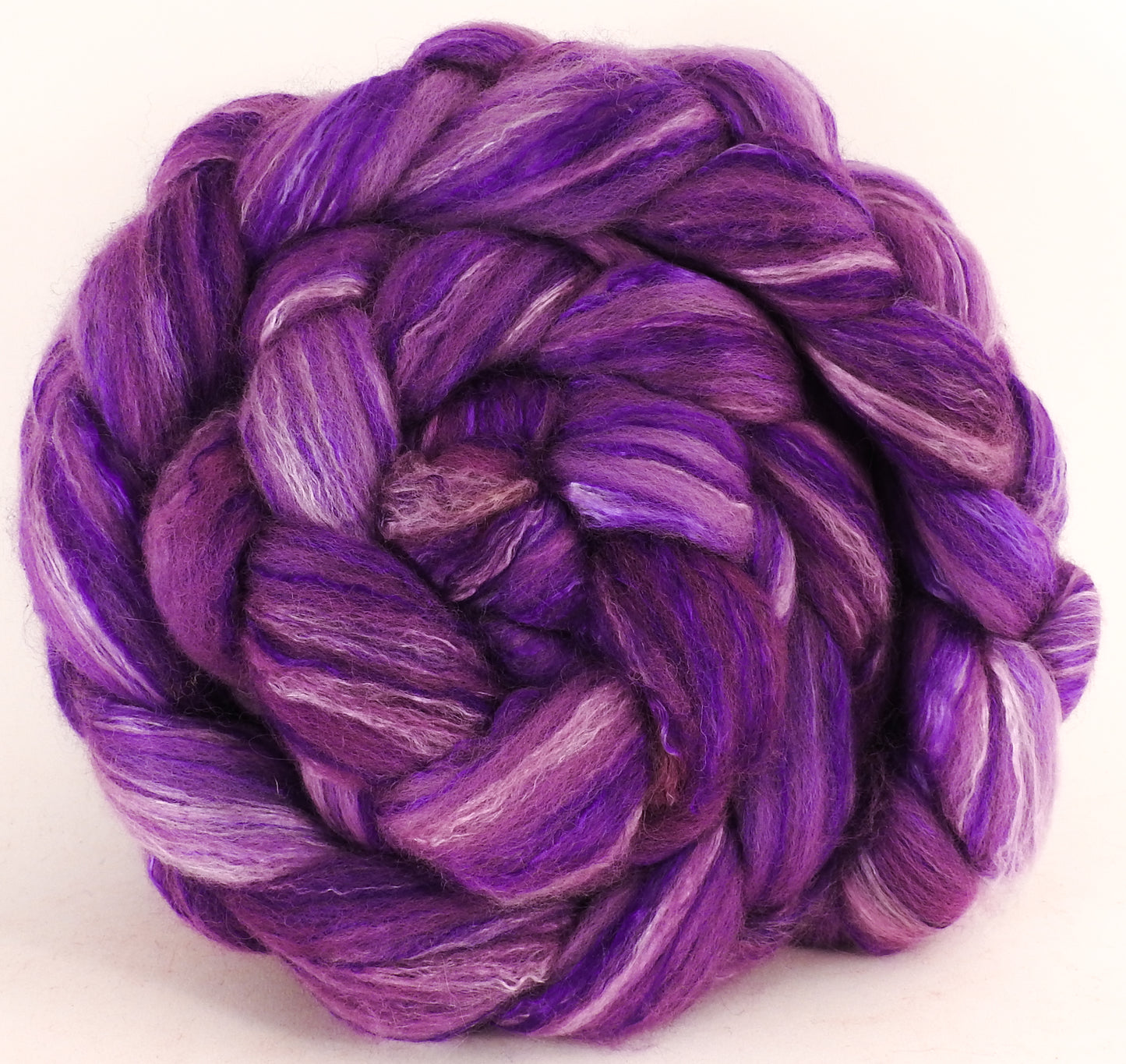 Batt in a Braid #45 - Fuchsia (5.6 oz.) - Corriedale/Mulberry Silk/Rose Fiber (60/20/20) - Inglenook Fibers