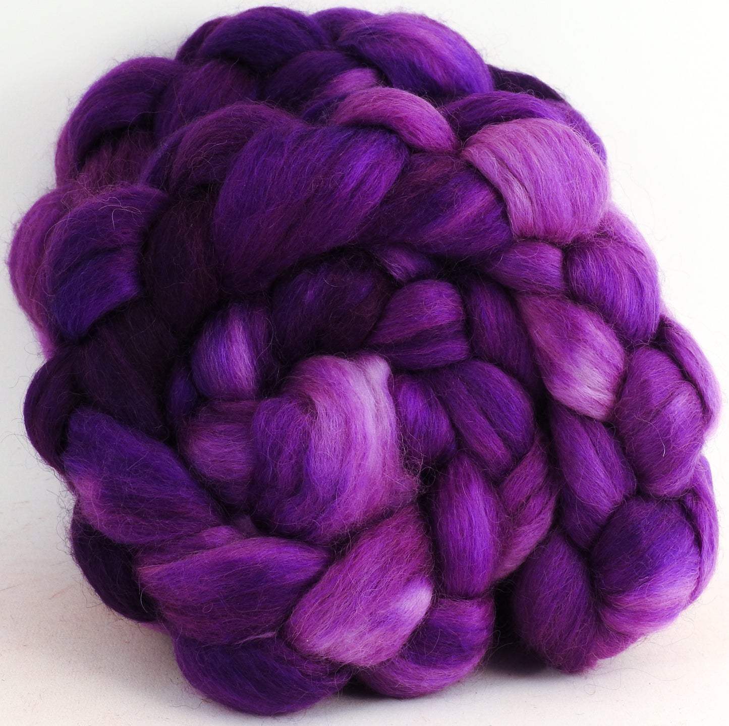 Byzantium (5.7 oz) - Batt in a Braid #52- Wensleydale/ Mulberry silk/ Polwarth (60/25/15)