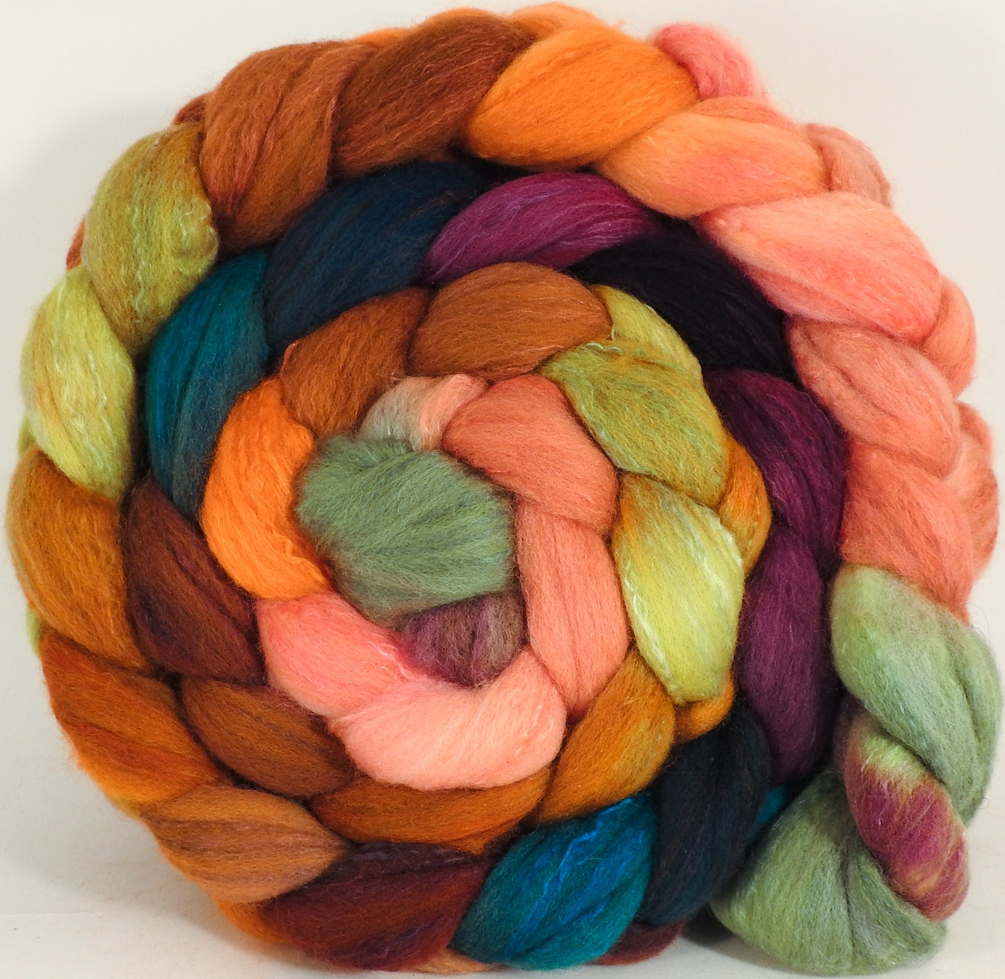 Hand dyed top for spinning -Penny Lane - (5.5 oz) Organic Polwarth / Tussah silk (80/20) - Inglenook Fibers