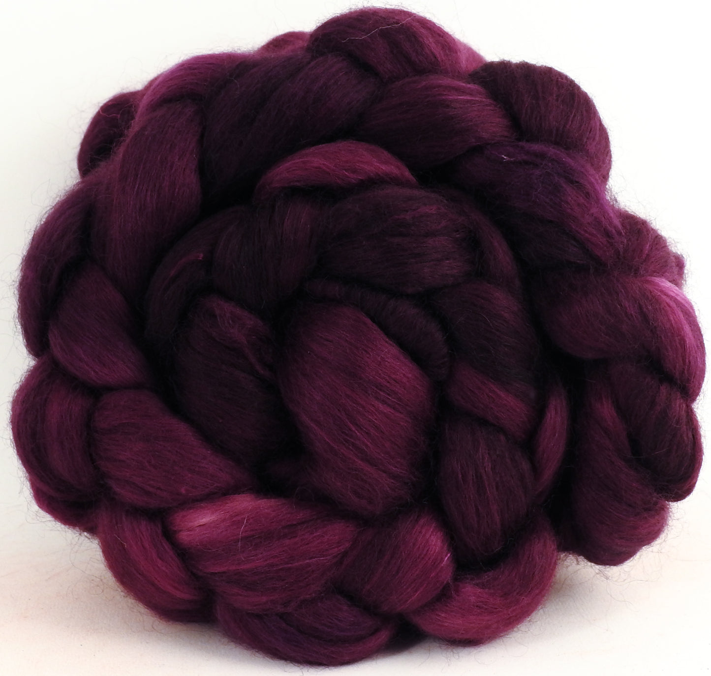Mulberry (5.7 oz) - Batt in a Braid #52- Wensleydale/ Mulberry silk/ Polwarth (60/25/15)