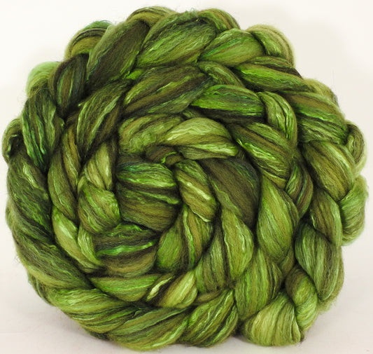 Batt in a Braid #47 - Alfalfa - Polwarth/ Zwartbles / Mulberry silk (50/25/25) - Inglenook Fibers