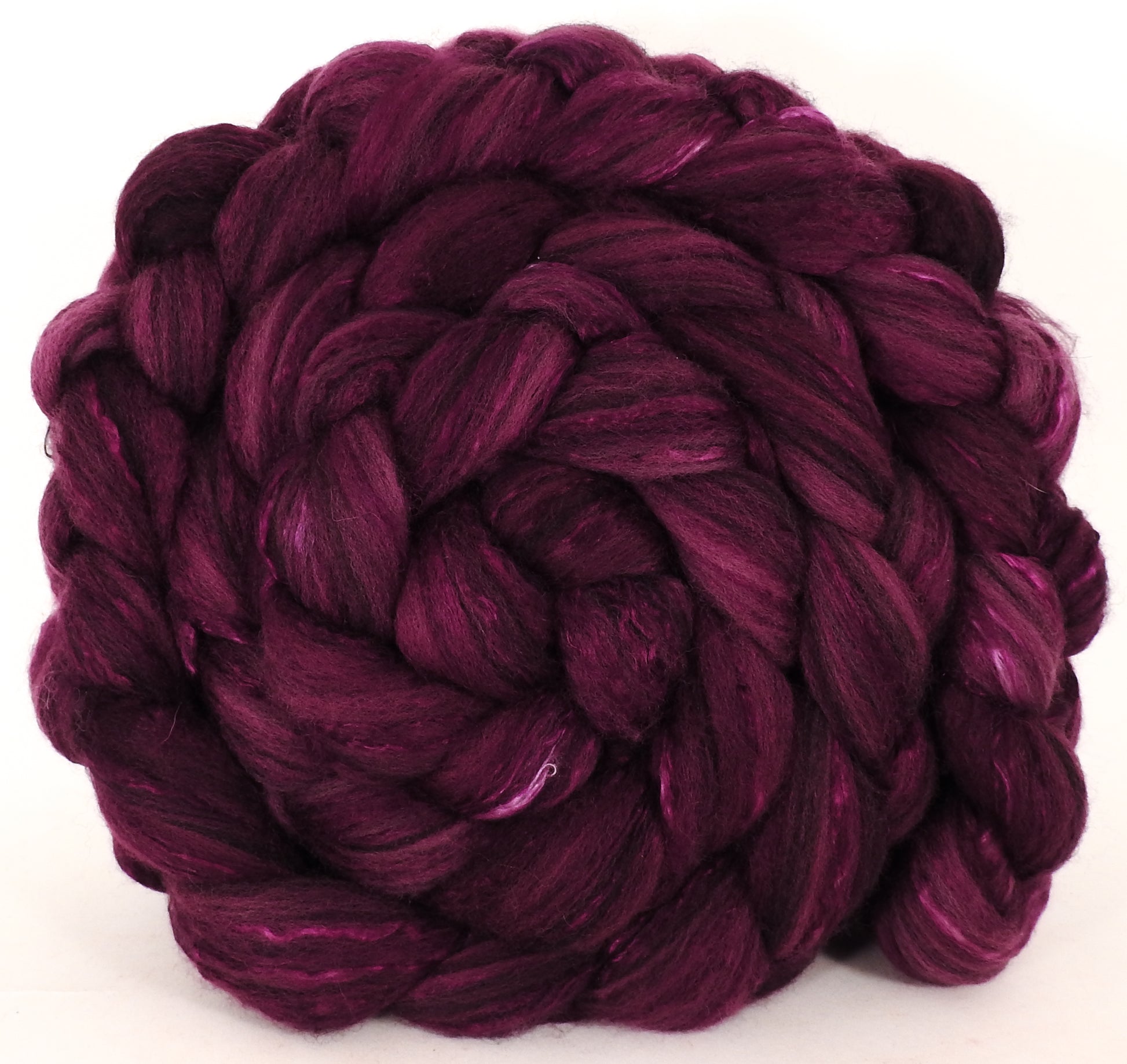 Batt in a Braid #47 - Mulberry - Polwarth/ Zwartbles / Mulberry silk (50/25/25) - Inglenook Fibers