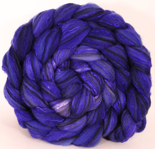 Batt in a Braid #47 - Cornflower - Polwarth/ Zwartbles / Mulberry silk (50/25/25) - Inglenook Fibers