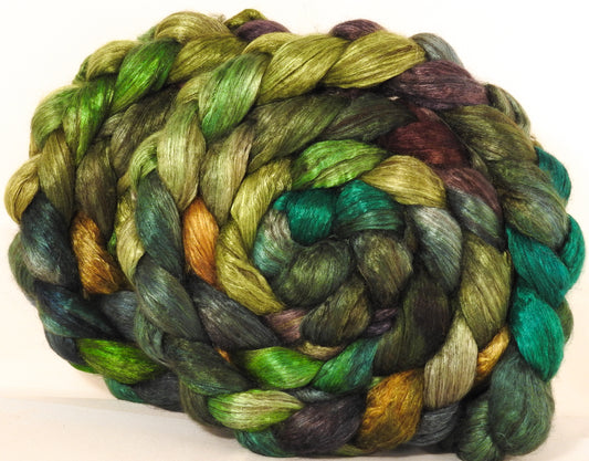 Yak/ mulberry silk top -Mossy- (4.1 oz.) yak /silk ( 50/50) - Inglenook Fibers