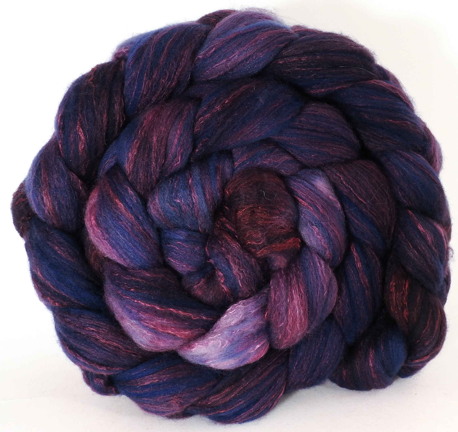 Hand dyed top for spinning -Banshee - (5.65 oz.) Organic polwarth /Tussah silk (80/20) - Inglenook Fibers