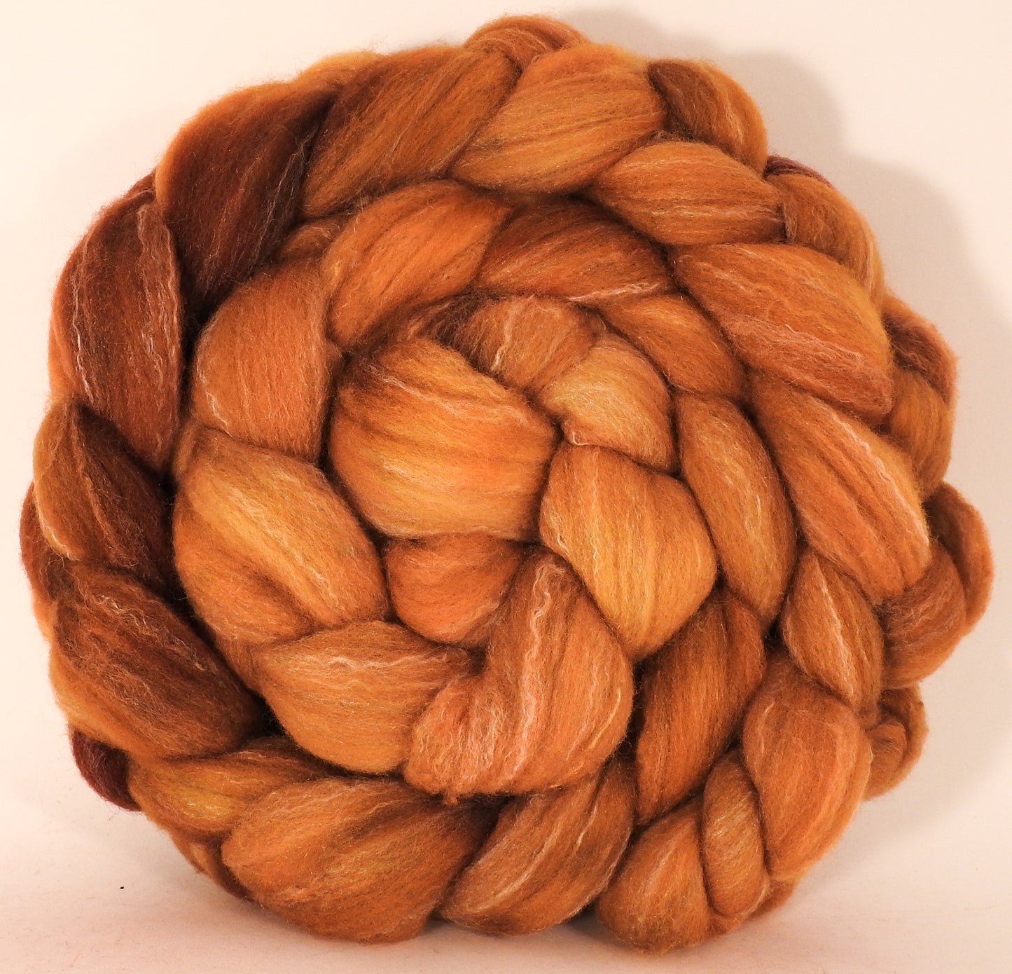 Hand dyed top for spinning -Strong Honey - (5.5 oz.) Targhee/silk/ bamboo (80/10/10) - Inglenook Fibers