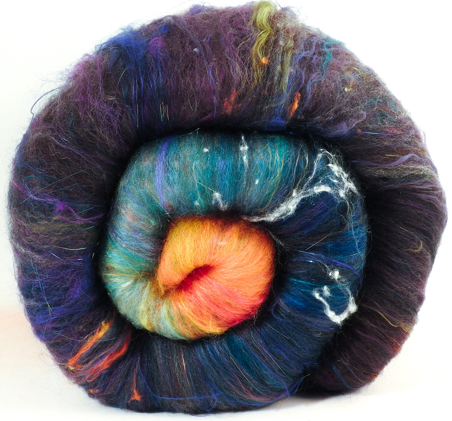 Silent Night - Sparkle Roly-Poly Batts- (3.7 oz) 30% Merino/Cormo x fleece; merino, polwarth, silk, bamboo, silk noil, angelina