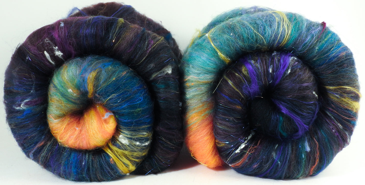 Silent Night - Sparkle Roly-Poly Batts- (3.7 oz) 30% Merino/Cormo x fleece; merino, polwarth, silk, bamboo, silk noil, angelina