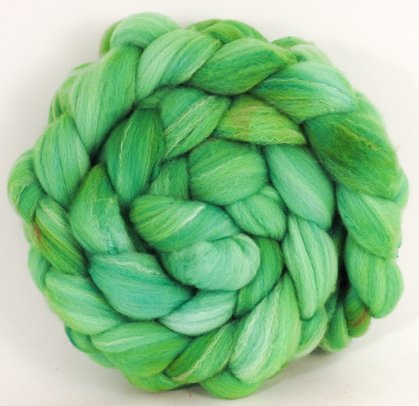 Hand dyed top for spinning -Grassy - (5.2 oz.) Targhee/silk/ bamboo (80/10/10) - Inglenook Fibers