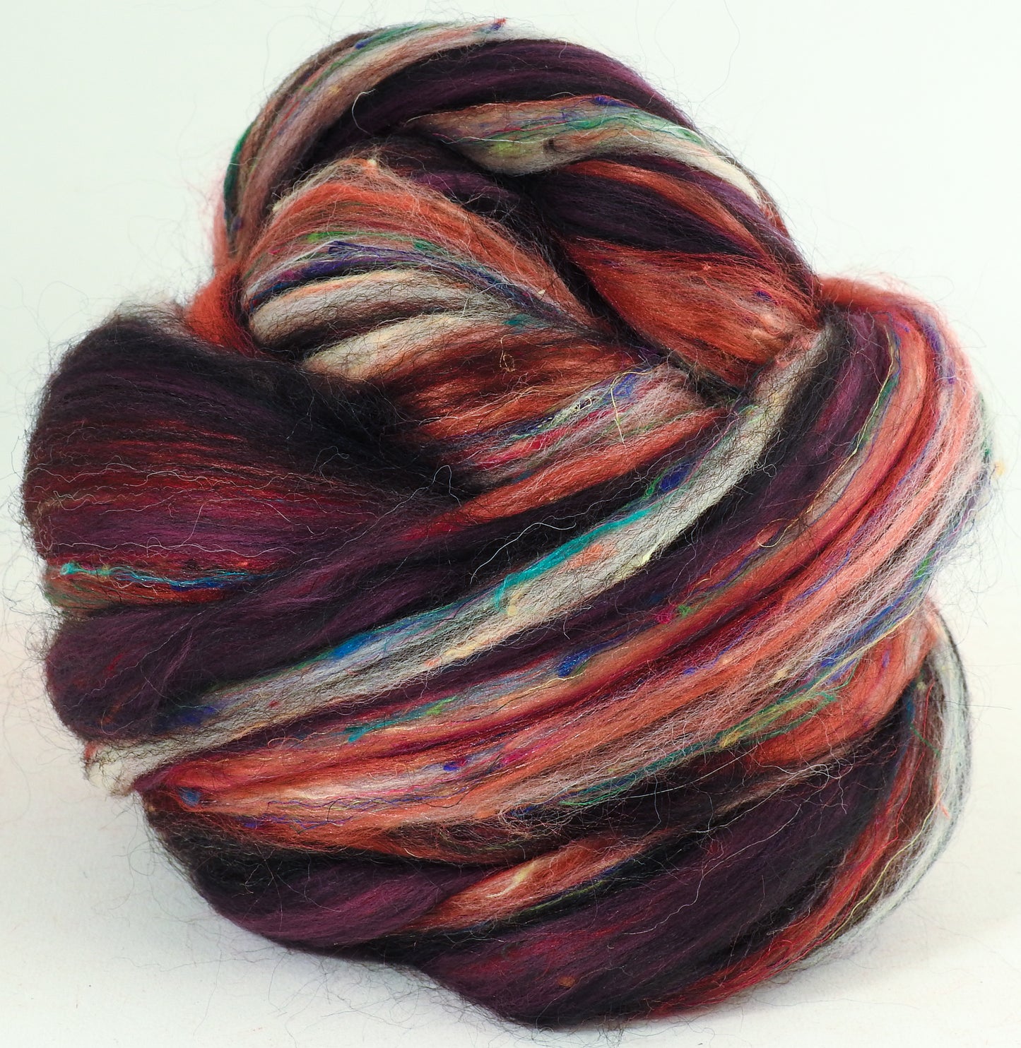 Red Currant- Zwartables/ SuperfineMerino/ ALPACA/ Tussah and Mulberry Silks/Sari silk/Tweed blend (25/25/15/15/10/10)