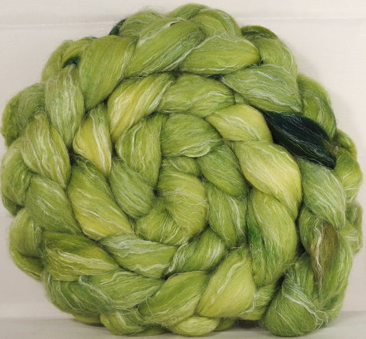 Batt in a Braid #29 - Turf (5.4 oz.) Rambouillet / Tussah / Flax (40/40/20) - Inglenook Fibers